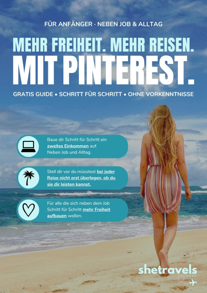 Freebie Mehr Freiheit. Mehr Reisen. Mit Pinterest. Online Geld verdienen.